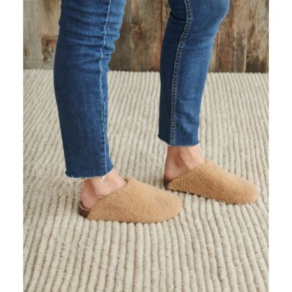 NWOB Jenni Kayne Shearling Fur Trim Slip On Mules Clog Natural Size 36 US 6 - Picture 1 of 7